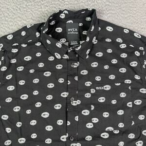 RVCA Ed Templeton Shirt Mens XL Black Snake Eyes Graphic Short Sleeve Skater Art